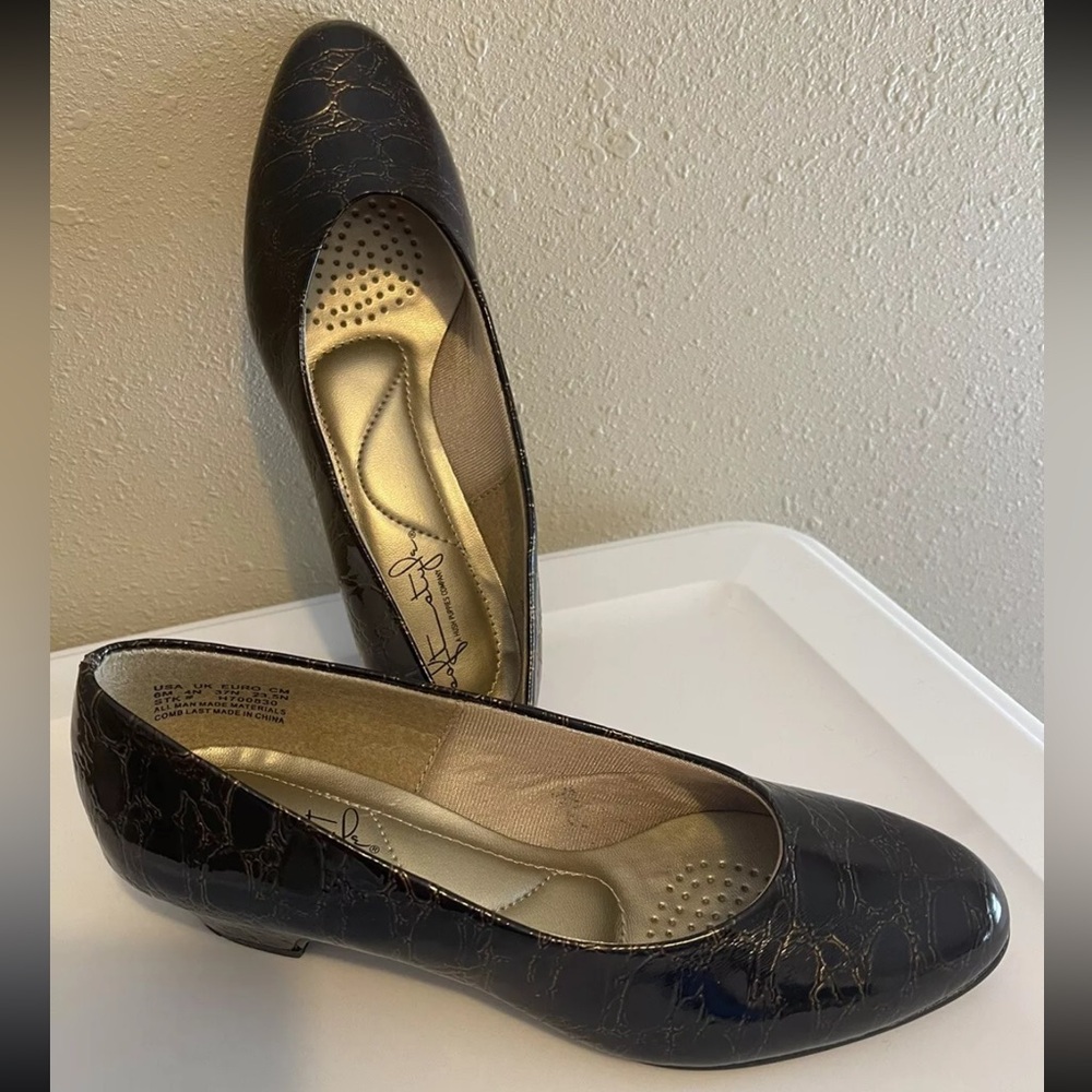 Hush Puppies Black & Gold Reptile/Animal Print 6M